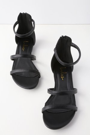 Cute Black Sandals - Flat Sandals - Vegan Leather Sandals