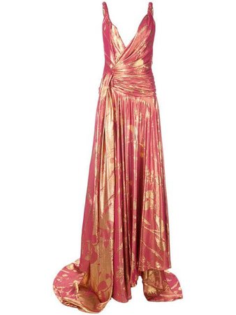 Oscar De La Renta атласное вечернее платье с глубоким вырезом - Купить в Интернет Магазине в Москве | Цены, Фото.