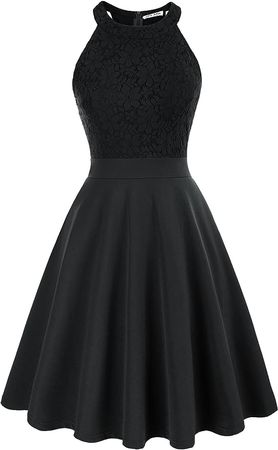 Amazon.com: Women's Sleeveless Halter Lace Cocktail Party Dresses Summer Wedding Guest Homecoming Flared Swing Dresses for Teens : Clothing, Shoes & Jewelry