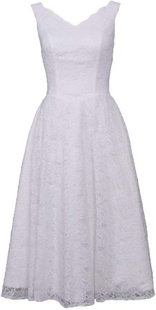 Amazon.com: Midi Lace Wedding Dresses A Line Bridal Gown Tea Length Evening Dress White Size 12: Clothing