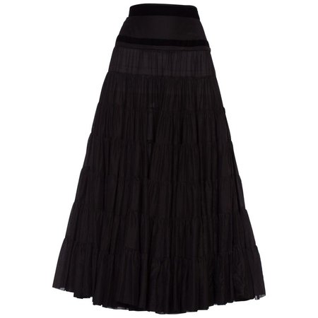1stDibs 2000S BLUMARINE Black Silk Full Boho Maxi Skirt