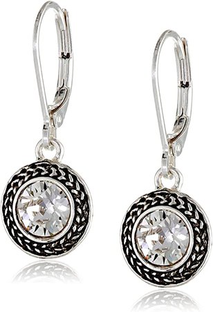 Amazon.com: Napier "Color Declaration" Silver-Tone Crystal Swarovski Stone Leverback Drop Earrings: Jewelry