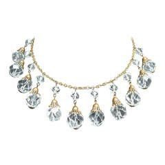 Opulent Art Deco Crystal Drop Necklace c 1940s