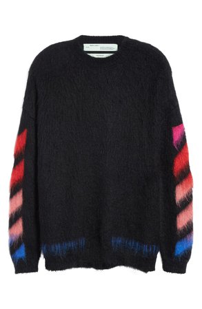 Off-White Diagonal Slim Fit Mohair Blend Sweater | Nordstrom