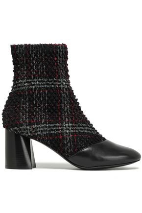 Drum checked bouclé-tweed and leather ankle boots | 3.1 PHILLIP LIM | Sale up to 70% off | THE OUTNET