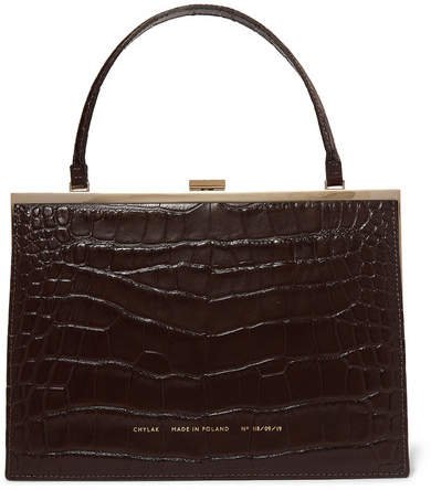 Chylak - Vintage Clasp Croc-effect Leather Tote - Brown