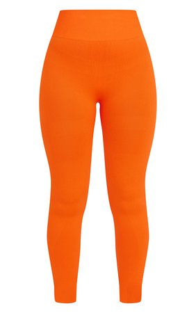 PLT Orange Rib Detail Seamless Gym Leggings