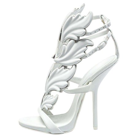 *clipped by @luci-her* Giuseppe Zanotti White Leather Cruel Wing Sandals Size 35 For Sale at 1stDibs