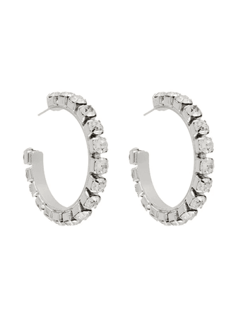 AREA Crystal Hoop Earrings - Silver
