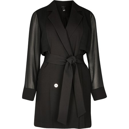Black long sleeve chiffon blazer dress | River Island