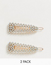 ASOS DESIGN pack of 2 hair clips in pink pearl | ASOS