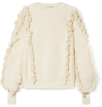 Hali Fringed Cotton-terry Top - White