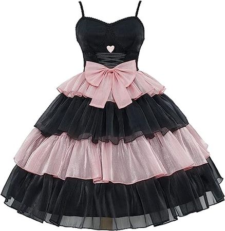 ZZEQYG Elegant Pink Gothic Dress Puff Sleeve Dress with Bows at Amazon Women’s Clothing store