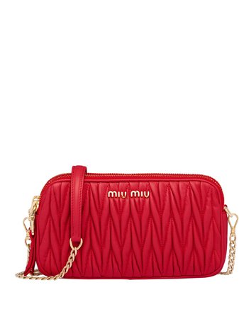 Miu Miu Matelassé Leather Mini-Bag 5DH045N88 Red | Farfetch