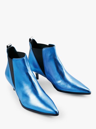 hush Cliveden Leather Ankle Boots, Metallic Blue at John Lewis & Partners