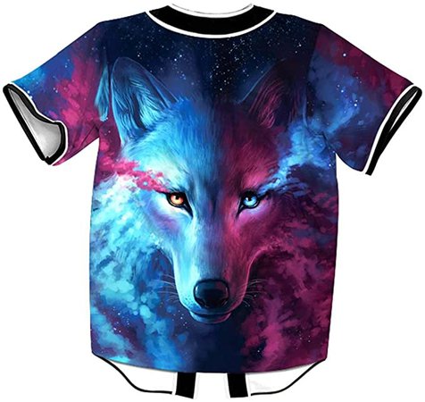 Amazon.com: Mens Wolf Lion Animal Space 3D Baseball Jersey Shirt T Shirt Tops Tee: Clothing