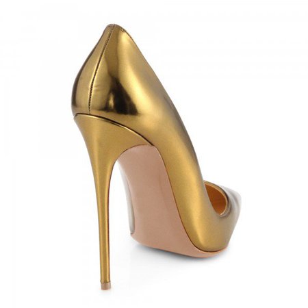 Gold Metallic Heels Pointy Toe Stiletto Heel Pumps for Office Lady for Formal event, Music festival, Ball, Big day, Going out | FSJ