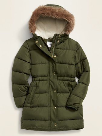 Hooded Frost-Free Long-Line Jacket for Girls | Old Navy