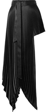 Peter Do - Asymmetric Plissé Satin-crepe Wrap Mini Skirt - Black