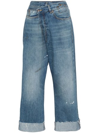R13 Crossover Asymmetric high-rise straight-leg Jeans - Farfetch