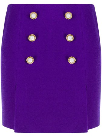 Shop purple Alessandra Rich crystal button mini skirt with Express Delivery - Farfetch