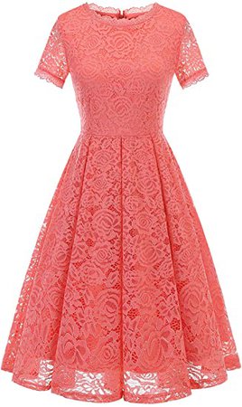 Amazon.com: DRESSTELLS Women's Bridesmaid Elegant Tea Dress Floral Lace Cocktail Formal Swing Dress: Clothing