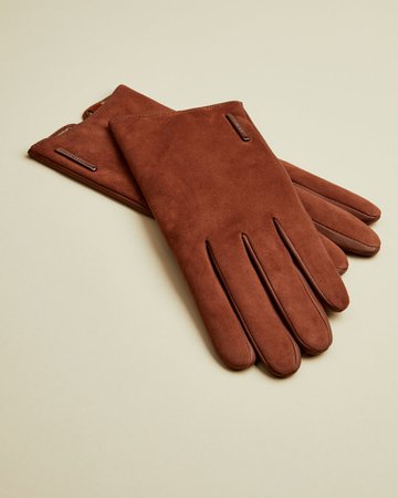 Suede and leather glove - Dark Tan | Gloves | Ted Baker UK