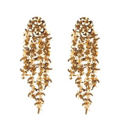 Floral-embellished clip-on earrings