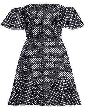 Amelia Off-the-shoulder Polka-dot Neoprene Mini Dress