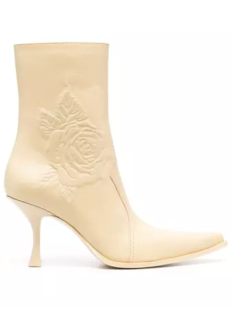 Acne Studios embossed-rose Leather Boots - Farfetch