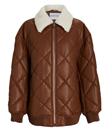 STAND Autumn Faux Leather Jacket In Brown | INTERMIX®