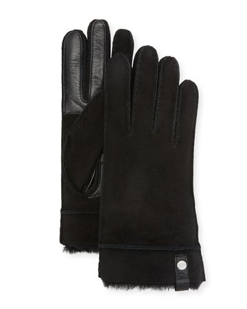 UGG Tenney Suede & Leather Gloves w/ Shearling Lining