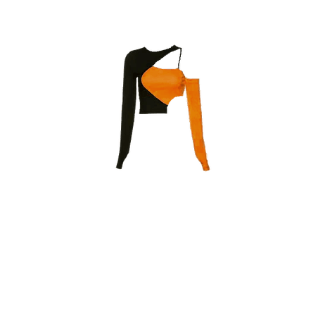 CAPECLIQUE | Contrasting Irregular Slanted Shoulder T-Shirt in Orange (HVST edit)