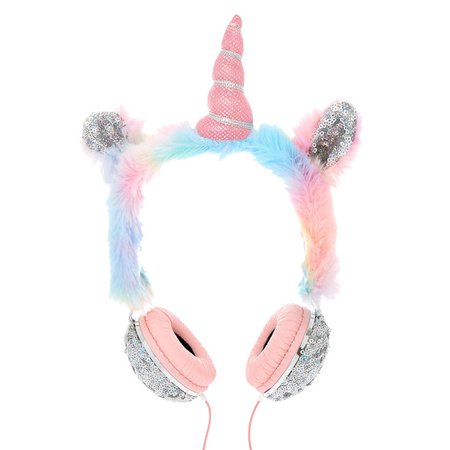 Rainbow Sequin Unicorn Heaphones | Claire's US