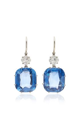 Platinum Sapphire, Diamond Earrings By Stephen Russell | Moda Operandi