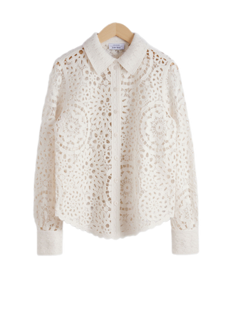 white ivory crochet cutout top shirts blouse