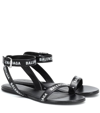 Printed leather sandals