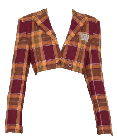 Devil Inspired | Campus Spice Girl Yellow and Red Plaid Pattern Short Blazer - Closed (Dei5 edit)