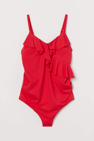 MAMA Flounce-trimmed Swimsuit - Red