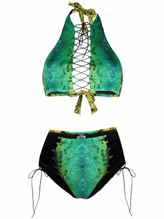 Noire Swimwear snakeskin-print lattice-strap bikini set - FARFETCH