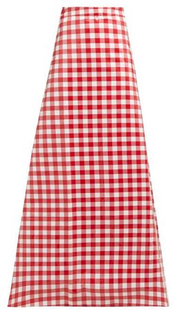 Tablecloth Check Coated Cotton Maxi Skirt - Womens - Red Multi