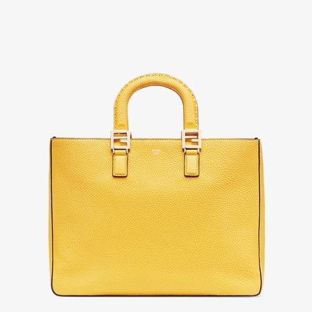 Yellow leather bag - MEDIUM FF TOTE | Fendi