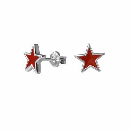 Red Star Stud Earrings Top Quality Silver Dainty Star - Etsy Brasil