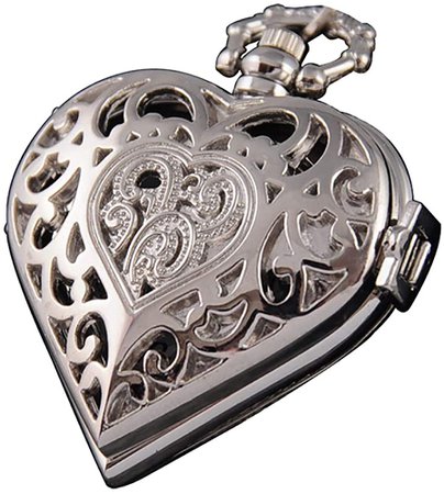 Amazon.com: VIGOROSO Women's Steampunk Pocket Watch Heart Harry Potter Locket Style Pendant Necklace Chain in Box(Silver): Watches