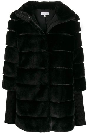 zipped faux-fur coat