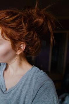 Pinterest - red hair messy bun