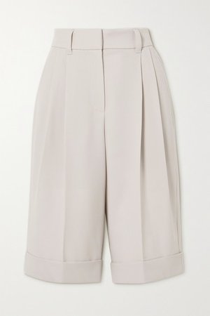 Pleated Wool-twill Shorts - Ivory