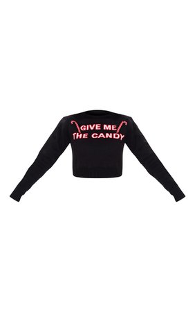 BLACK GIVE ME THE CANDY CROP CHRISTMAS SWEATER