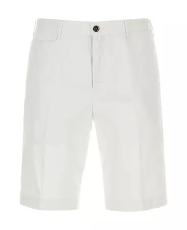 PT01 White Stretch Cotton Bermuda Shorts | italist