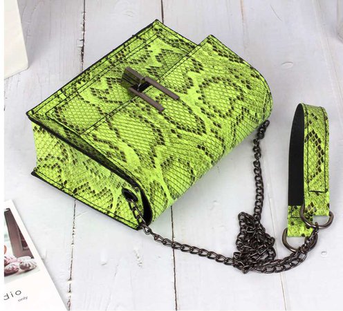 Neon snake print bag